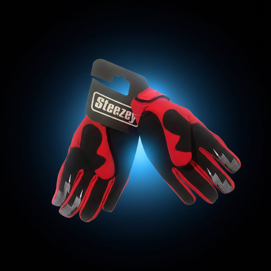 Steezey MTB Red Velocity Riding Gloves