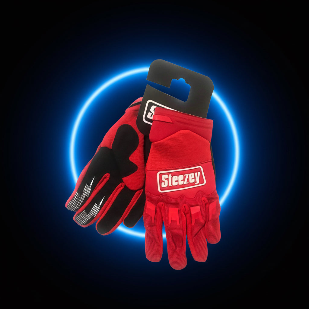 Steezey MTB Red Velocity Riding Gloves