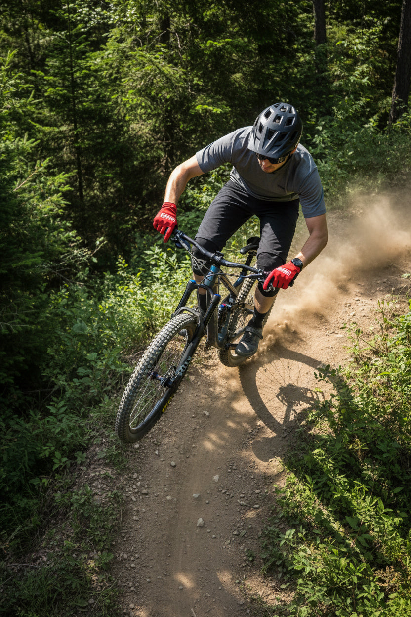 Steezey MTB Red Velocity Riding Gloves