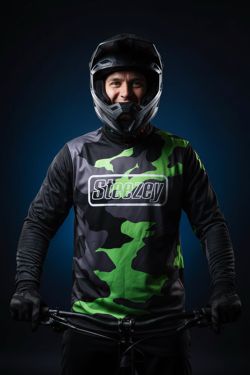 Steezey MTB Green Camo Long Sleeve Jersey
