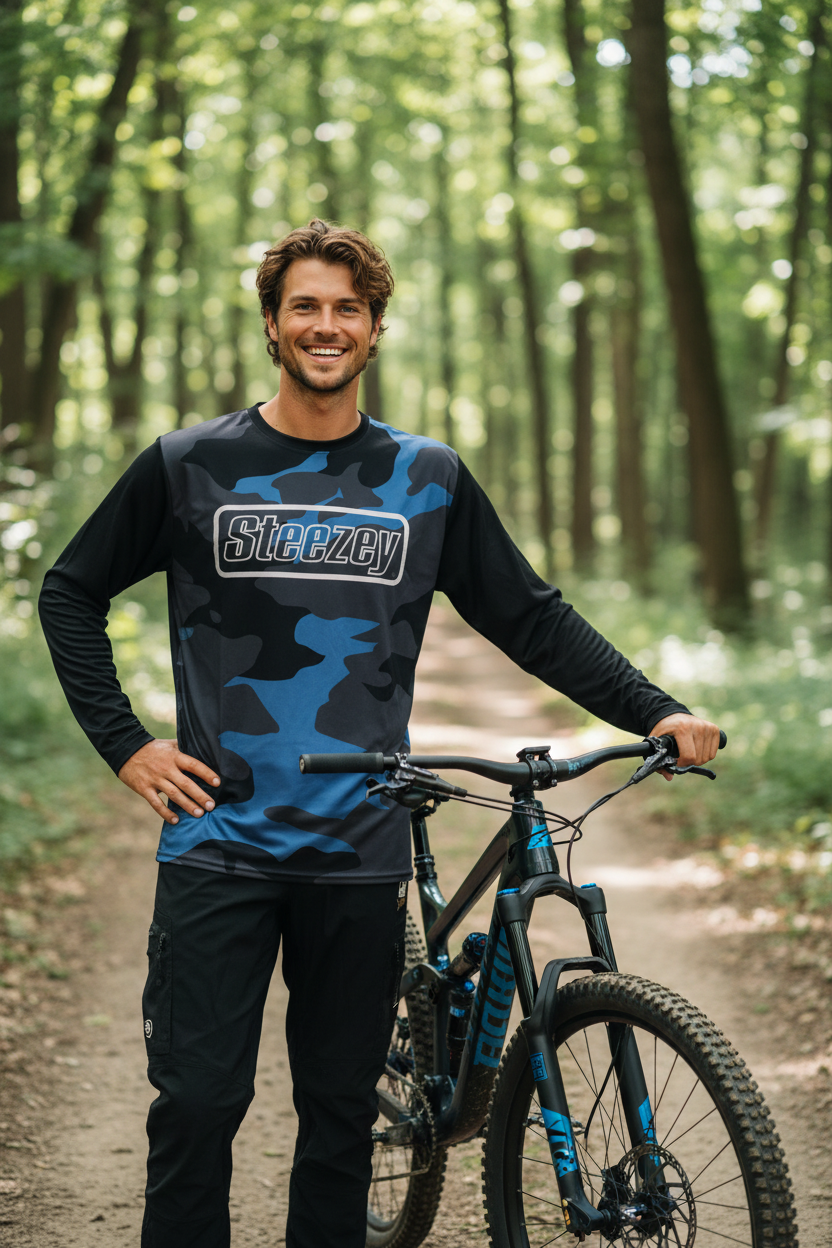 Steezey MTB Blue Camo Long Sleeve Jersey