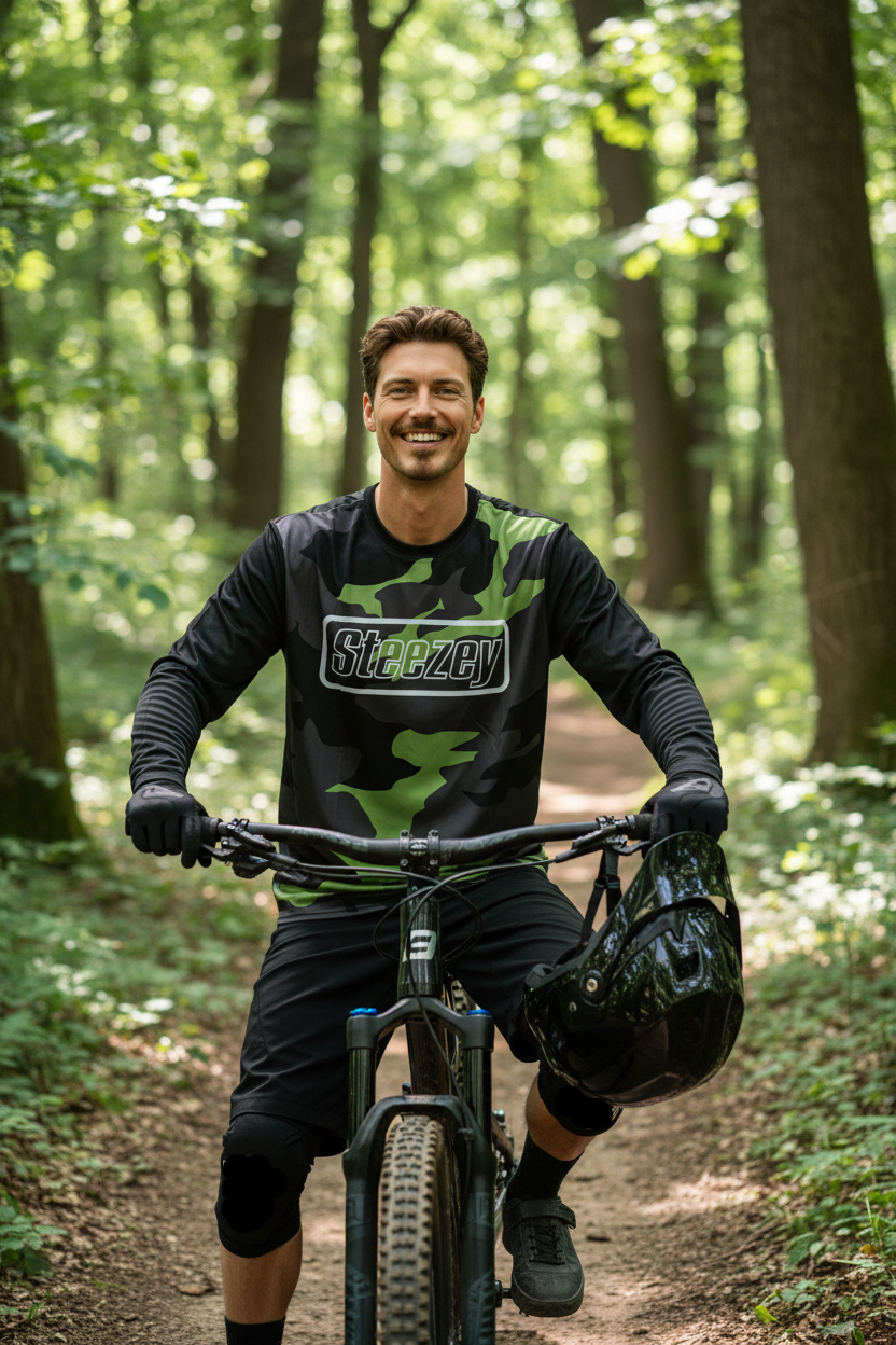Steezey MTB Green Camo Long Sleeve Jersey
